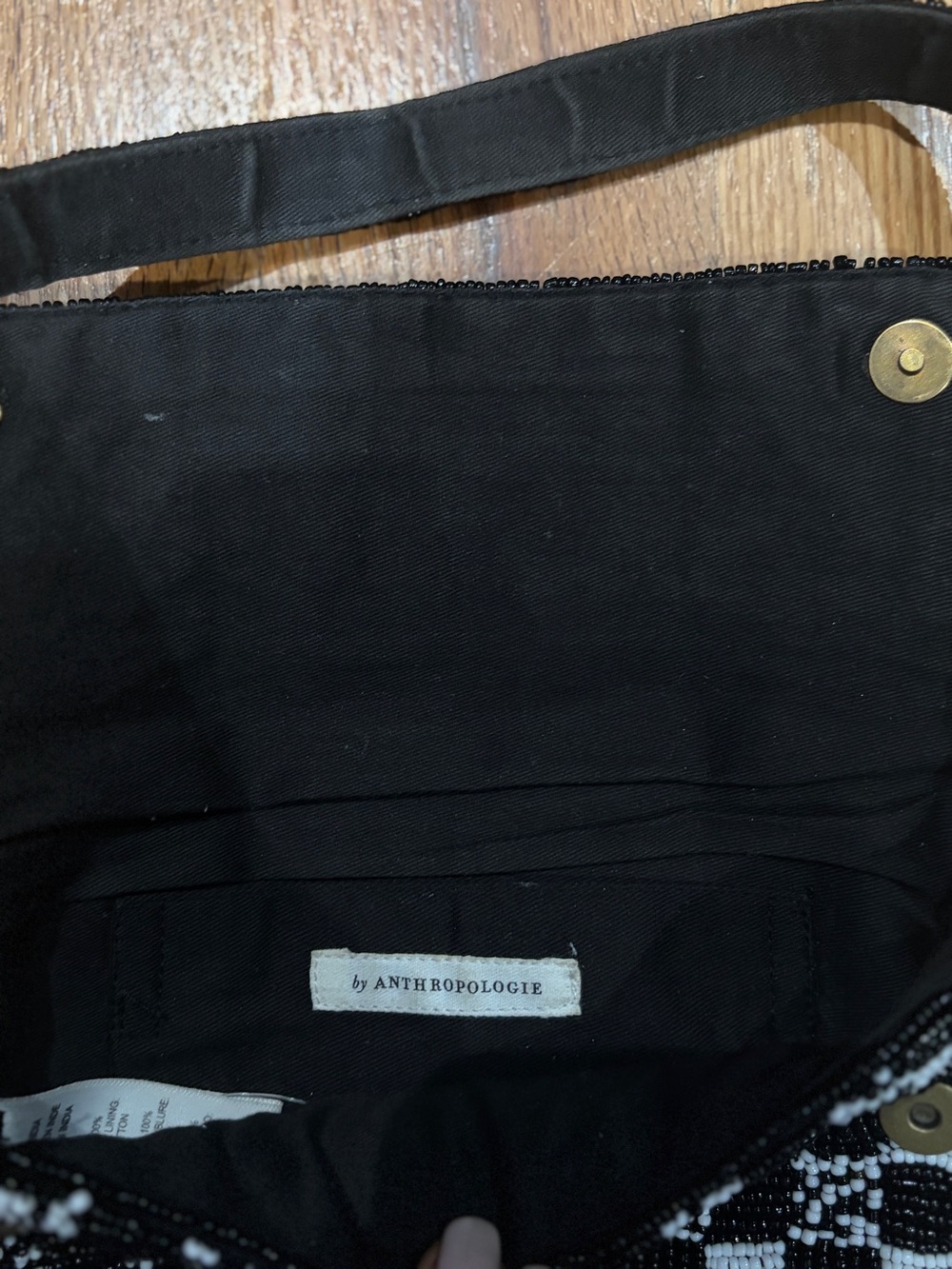 ANTHROPOLOGIE Black & White Beaded Shoulder Bag - Picture 9 of 12